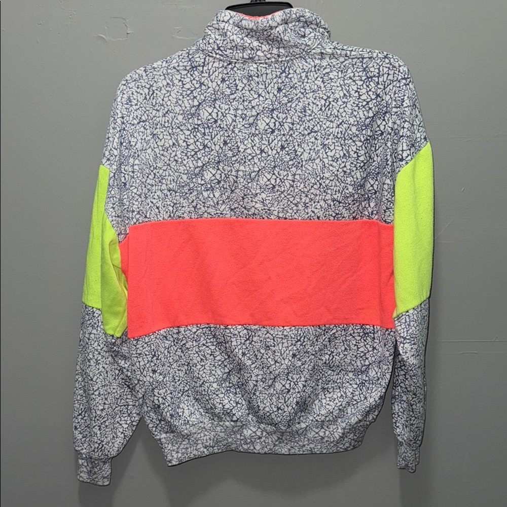 Vintage 80s 90s Washington D.C. Neon Colorblock Quarter Zip Pullover Sweatshirt - Picture 4 of 6